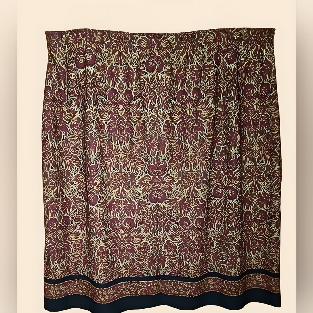EUC Requirements Burgundy and Gold Floral Mini Skirt